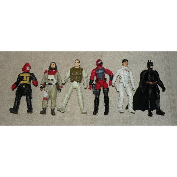Lot 6 Action Figures G.I. Joe Batman Chap Mei Fire Fighter More 3.5” to 4” - Picture 1 of 1